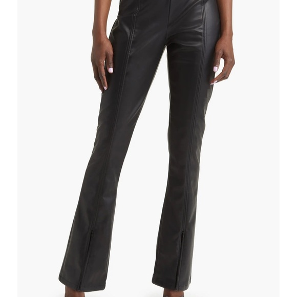 TOPSHOP Black Faux Leather Flare Pants Zipper Retro Goth Women’s Size 6 NEW - Picture 9 of 13